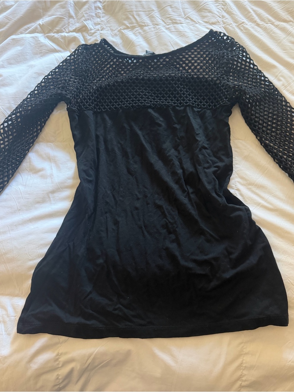 Le Chateau Y2K Fishnet 3/4 Sleeve Top